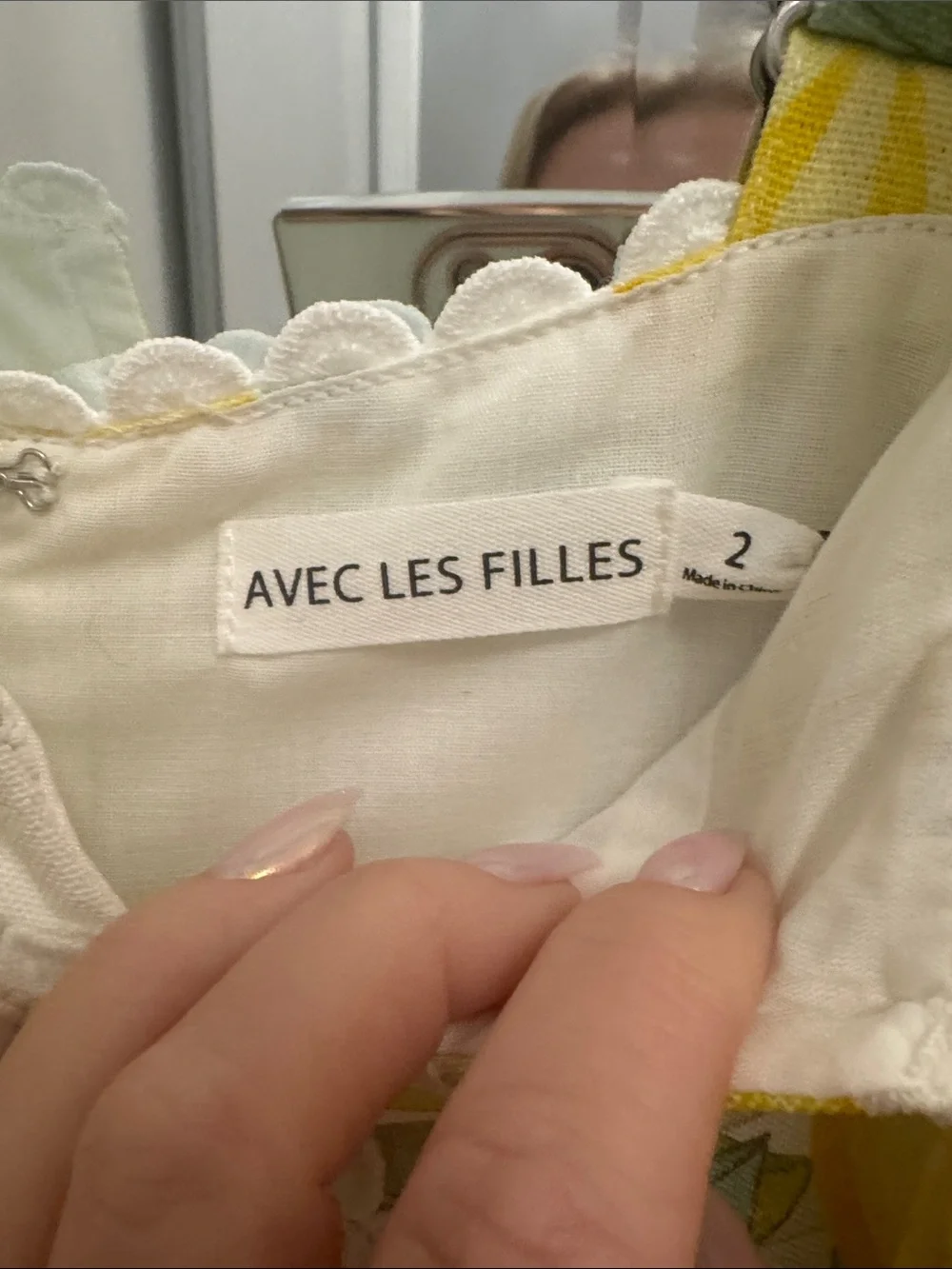 BNWT Avec Les Filles Lemon Print Sundress with White Crochet Trim - Picture 3 of 5